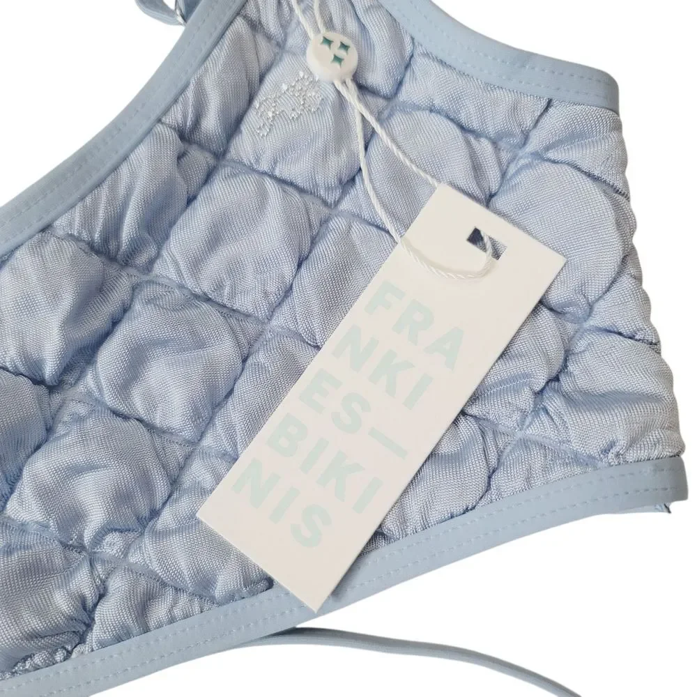 NEW Frankies Bikinis Katarina Waco & Dawson Cheeky Bikini Set in Baby Blue Large
